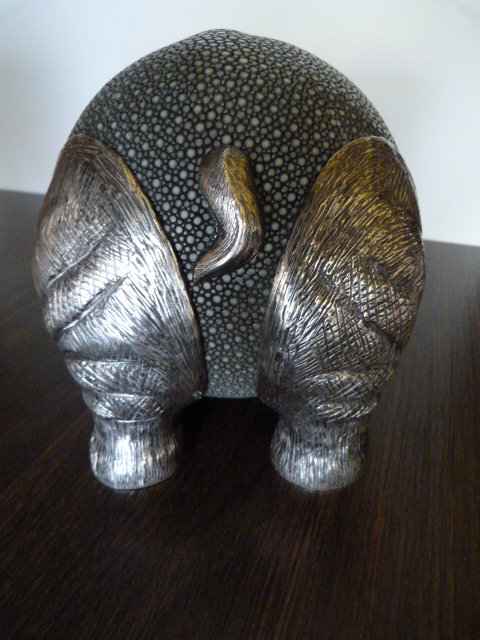 jb antique silver hippopotamus galuchat