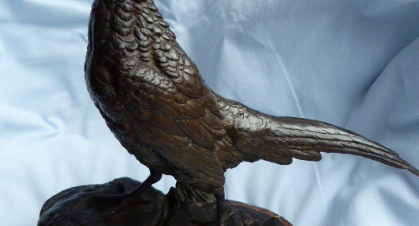 jb antique bronze Delabrierre E pheasant